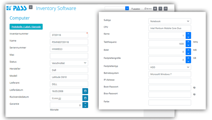 Inventory Software - Funktion: Assets verwalten