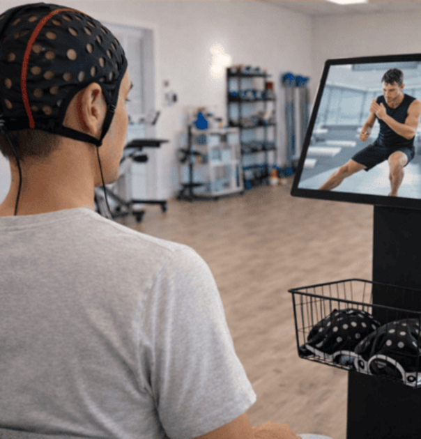 Neuromuscular training station brain training with a neurocap