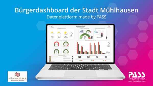 Illustrierende Grafik mit der Darstellung des Bürgerdashboards auf dem Computer.