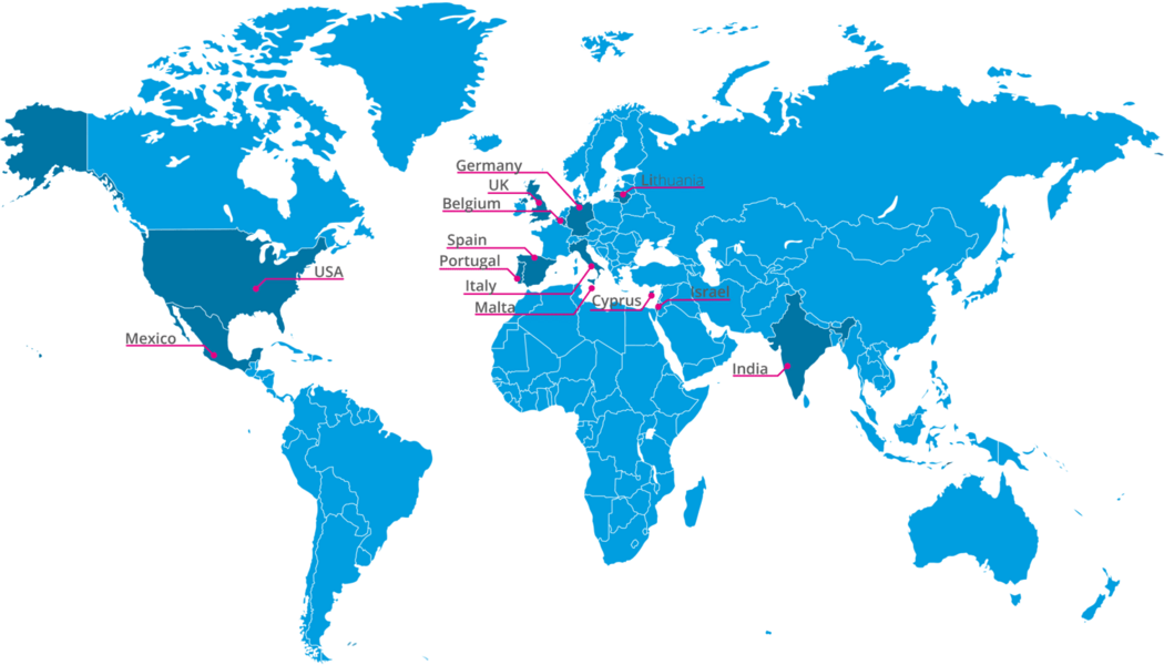 map with all countries where the software is being used