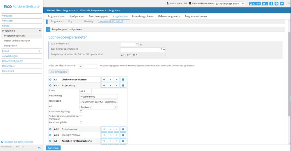 Spending plan configuration