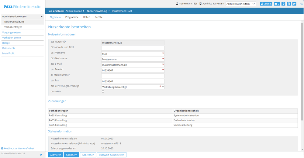 Users, organization and customer portal