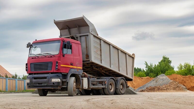 Building materials and construction industry Truck unloading building materials