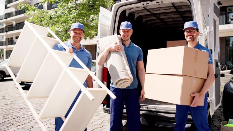 Furniture trade 2 movers carry furniture