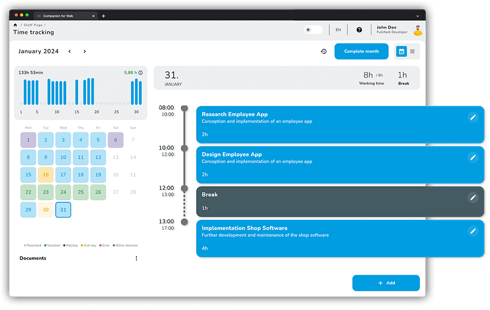 Function: Record period related projects 