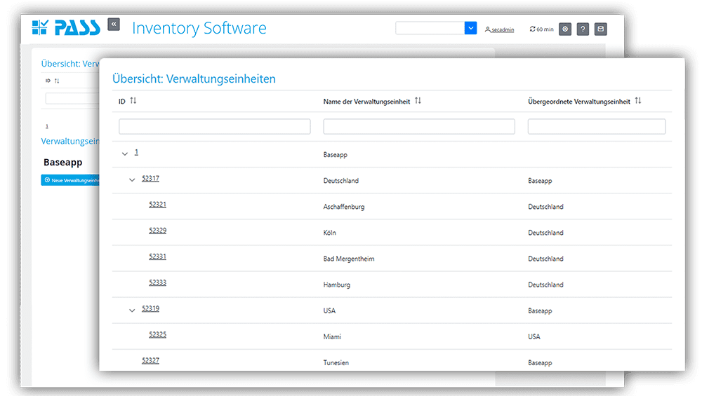 Inventory Software - Funktion: Mehrmandatenfunktion
